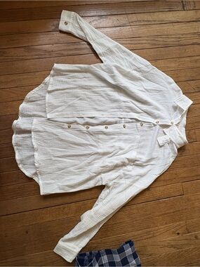 Altar'd State Cream Button Front Gauze Top